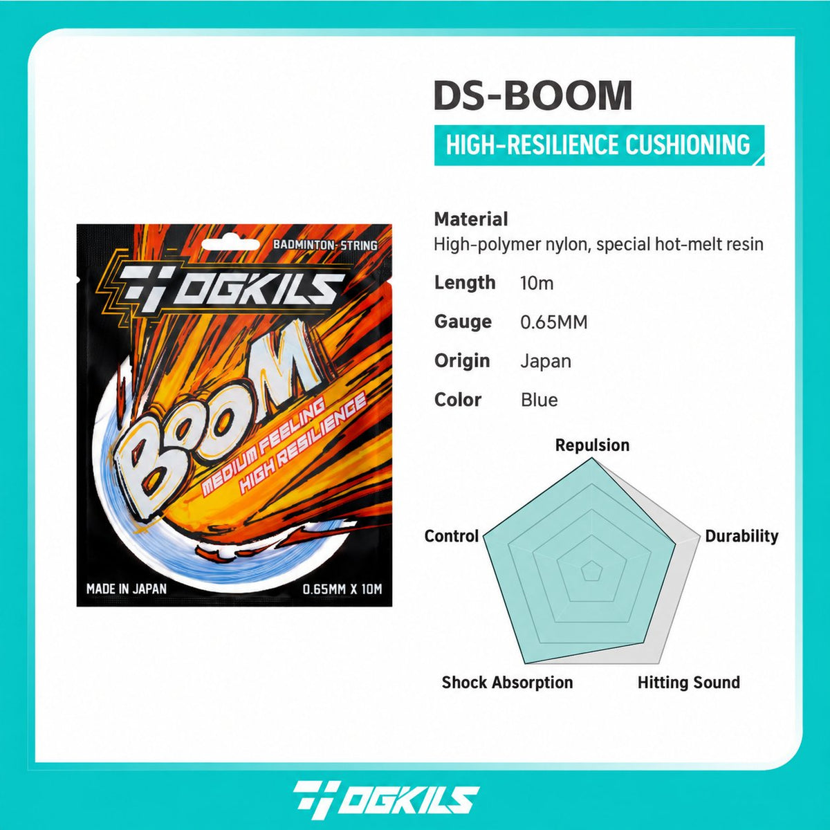 DS-BOOM High Resilience Badminton String (0.65mm) - OGKILS PH